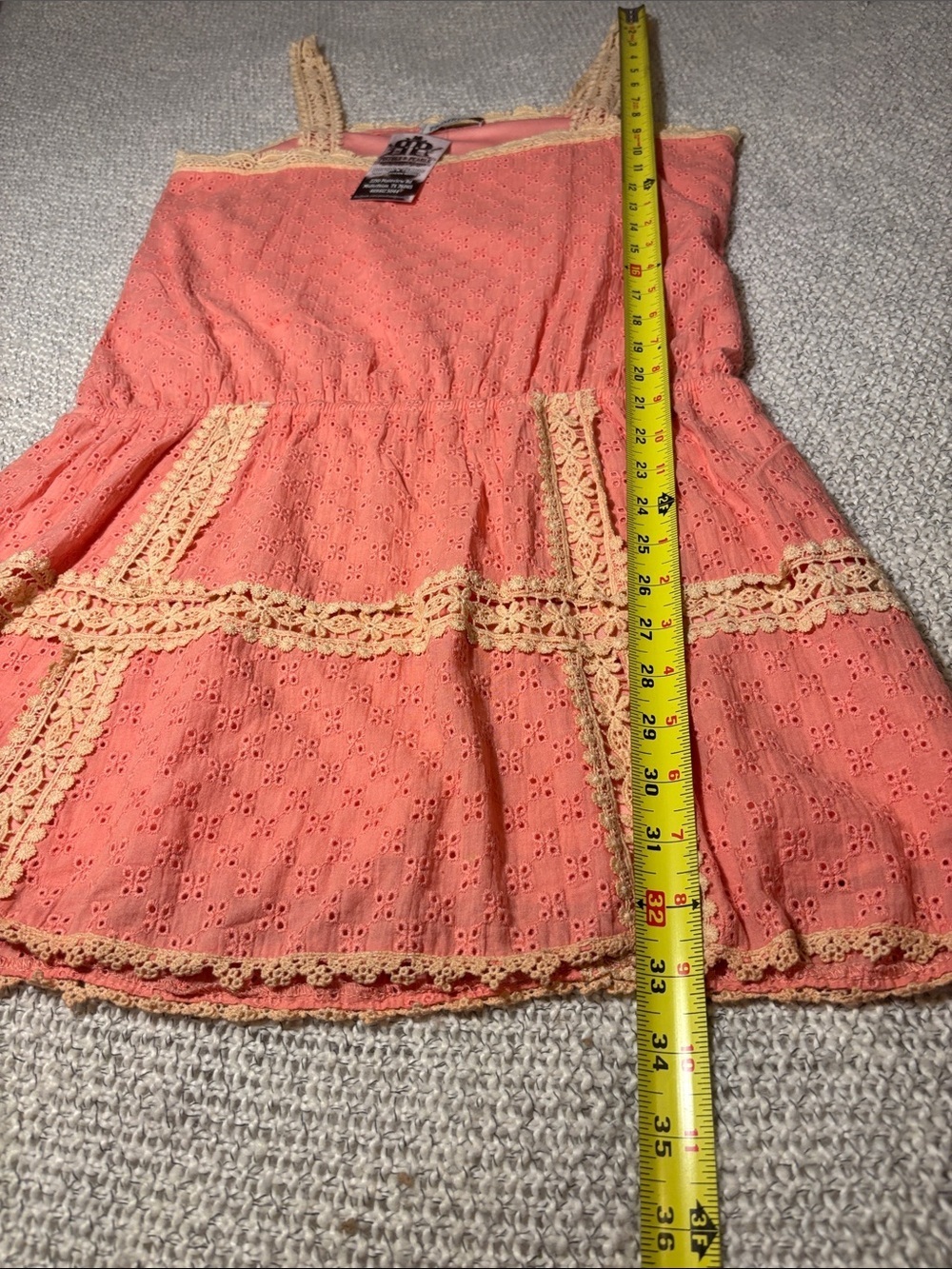 Boho Coral and Cream Eyelet Mini Sundress size S - Picture 8 of 8